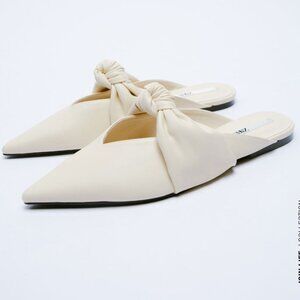 Zara Cream Mules with Knot Detail